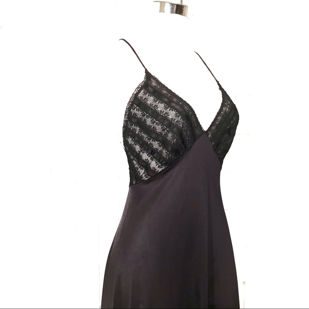 Rare Vintage Black Lace Long Negligée ILGWU USA Lily of France - Picture 5 of 16